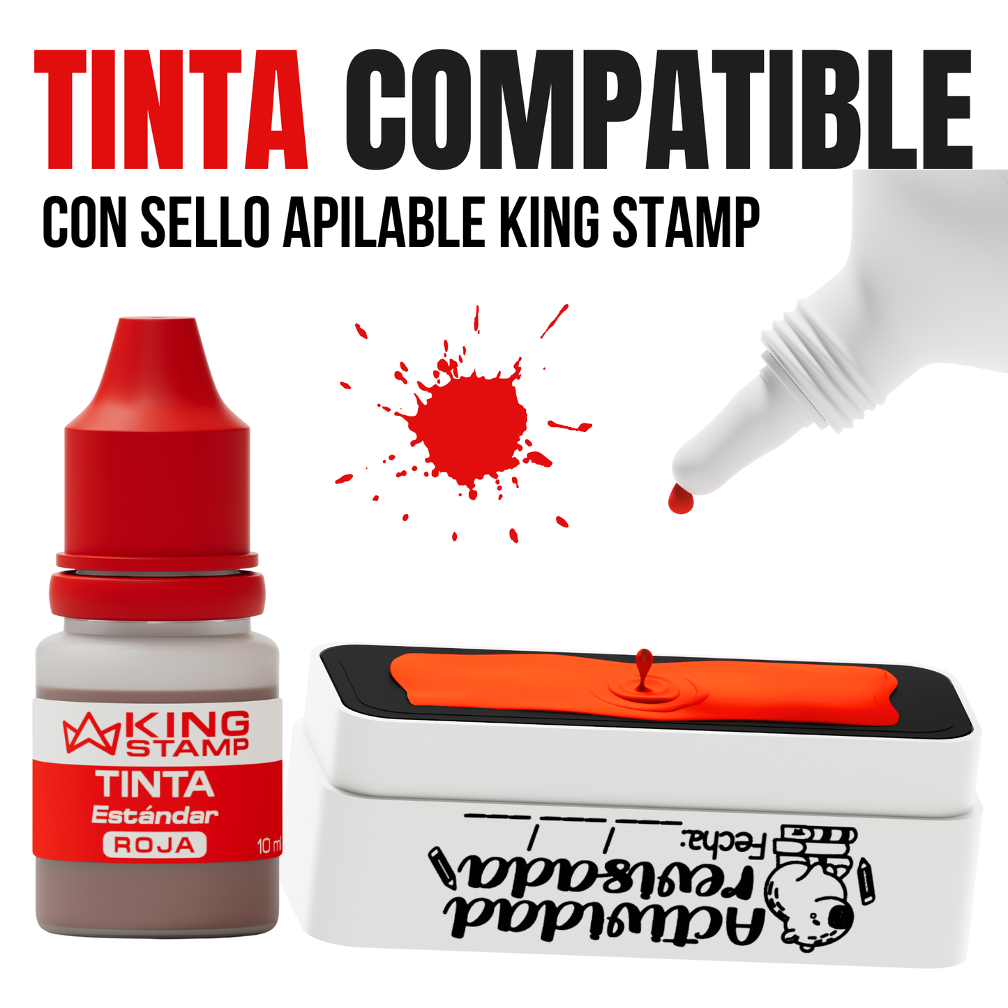Tinta base aceite King Stamp 10 ml - Roja