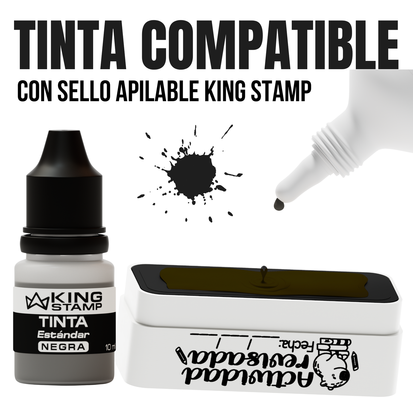 Tinta base aceite King Stamp 10 ml - Negra