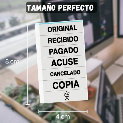 Sello apilable 6 en 1 King Stamp - Texto Comercial