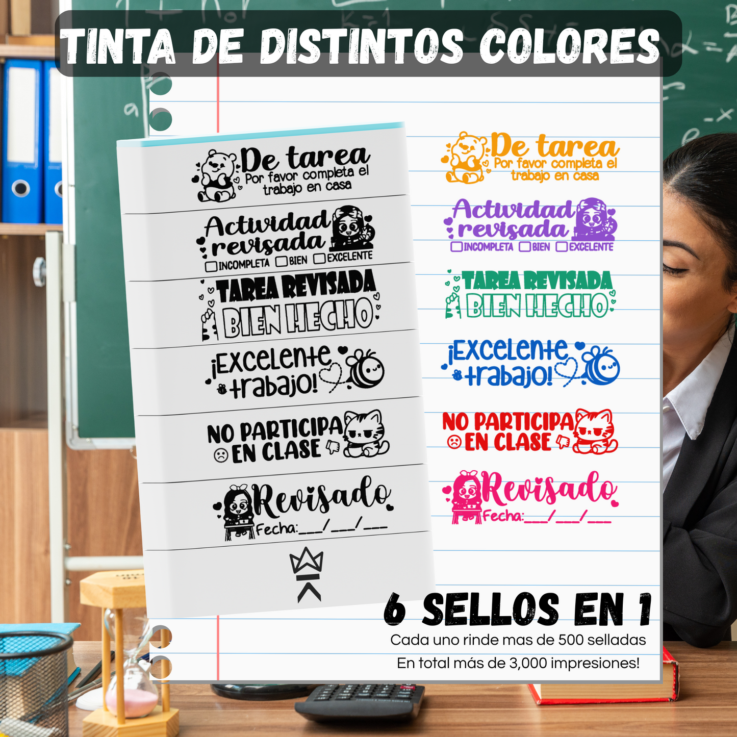 Sello apilable 6 en 1 King Stamp - Maestras 2