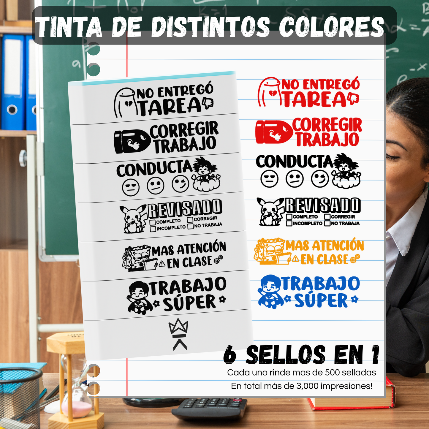 Sello apilable 6 en 1 King Stamp - Maestros 1