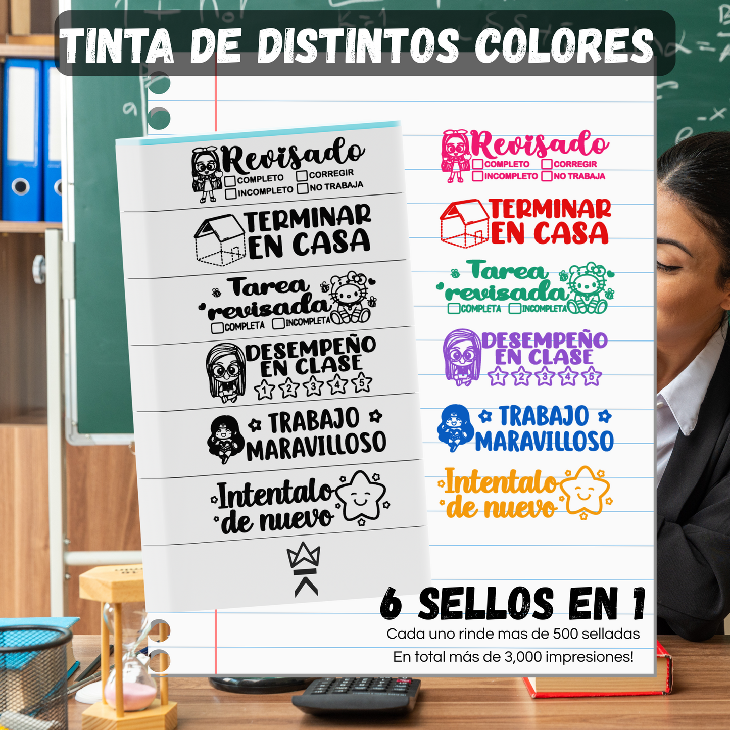 Sello apilable 6 en 1 King Stamp - Maestras 1